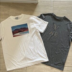 American Eagle Outfitters White and Gray Short Sleeve Tees